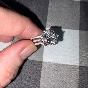 Classic Solitaire Moissinate 5kt Brilliant Cut Ring Sterling Silver size 7 or 8
